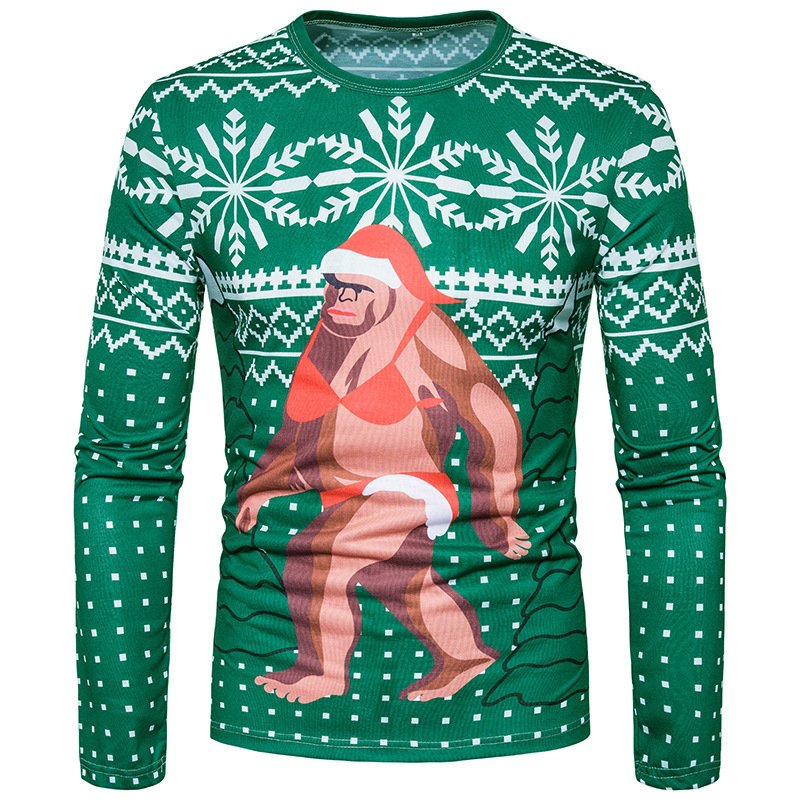 New festive Santa print long sleeve T-shirt CT380